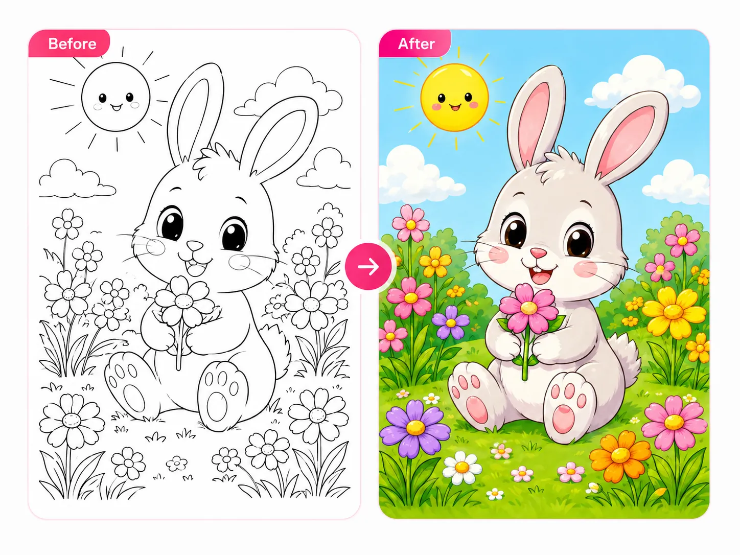 The AI colorizer adds color to line art images