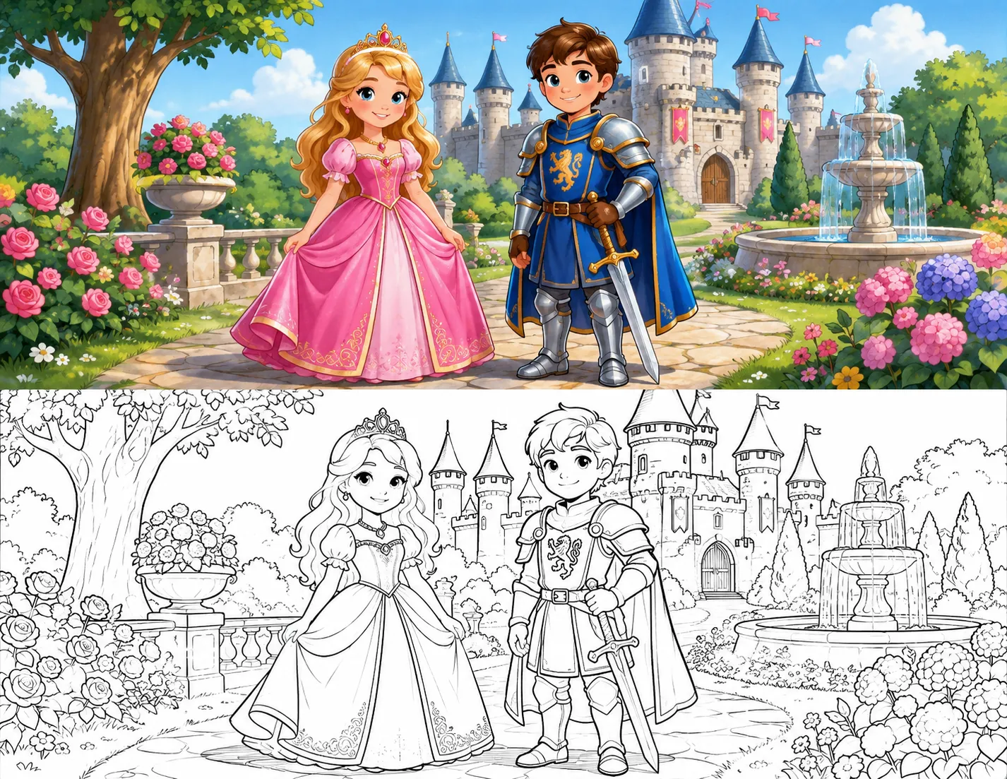 Foto de personajes a página para colorear