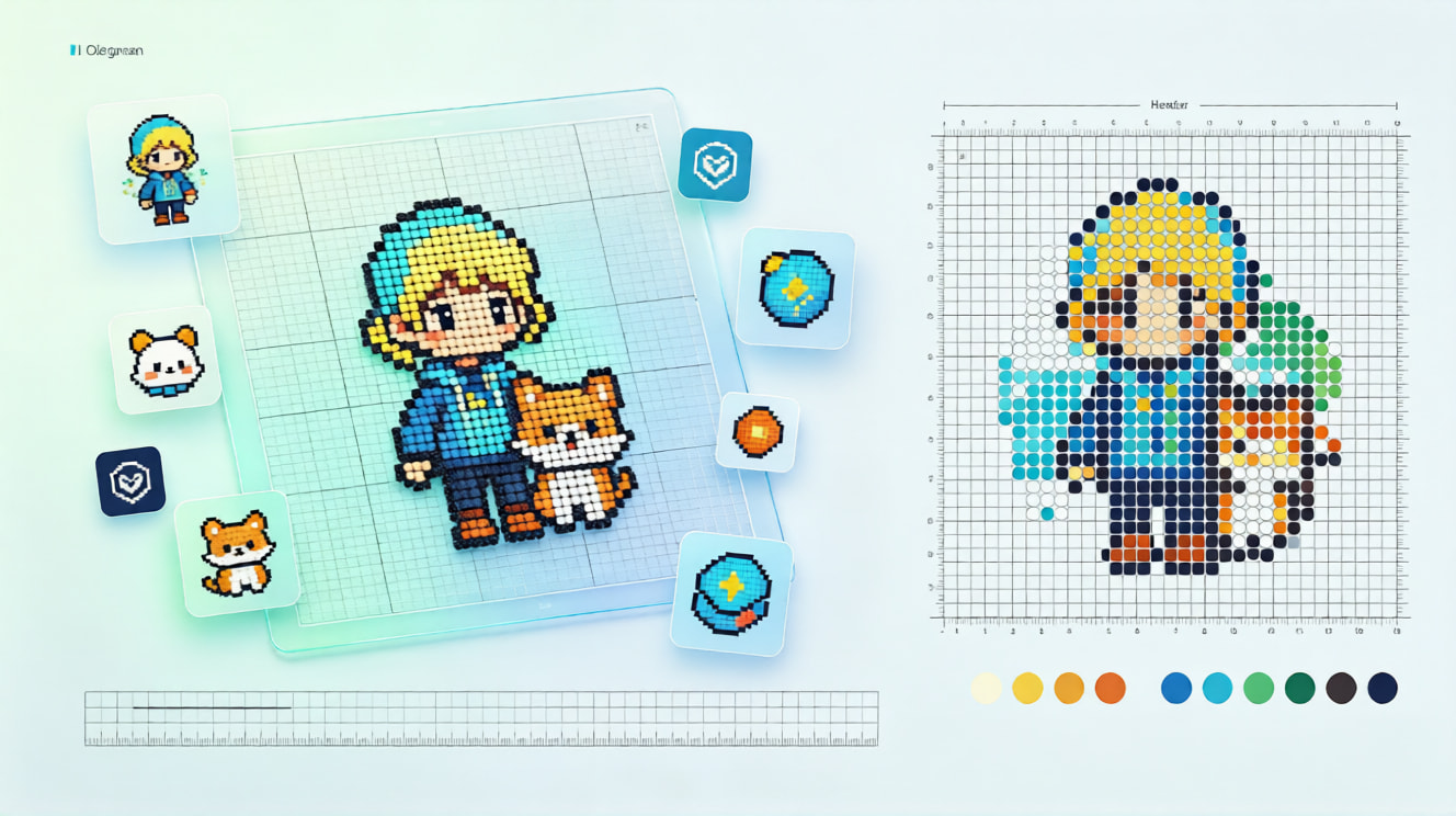 Imagem convertida em grade Perler