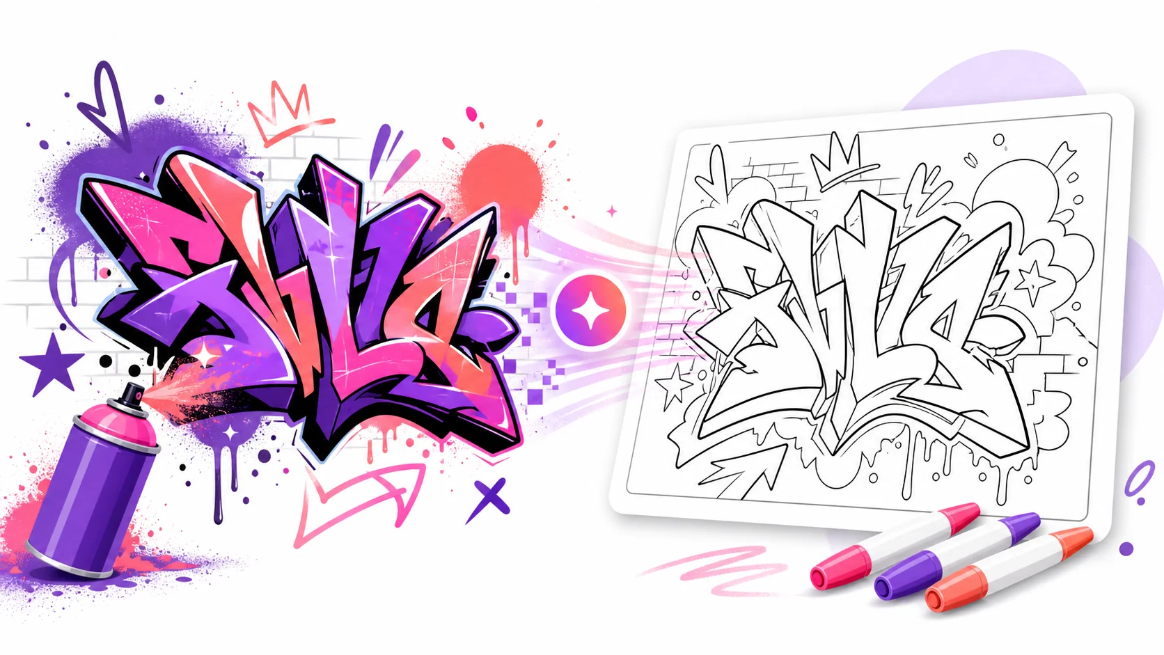 Graffiti Coloring Pages Generator